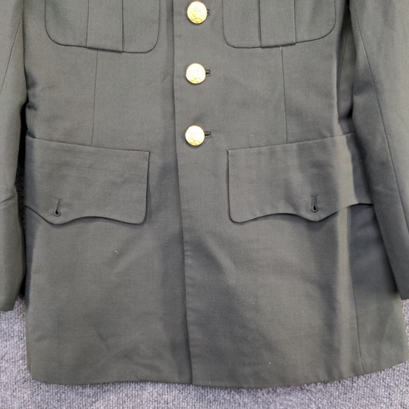 U.S. Army Men's Serge Green Coat Green Size 36 PolyWool Blend Uniform Military - Picture 10 of 13